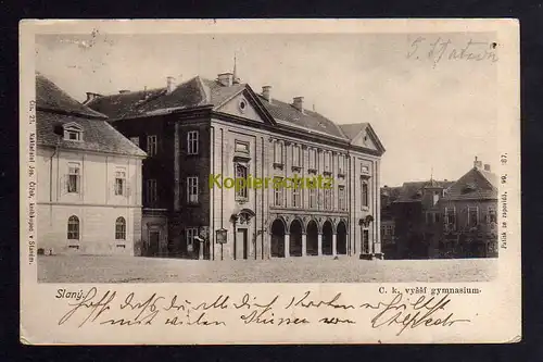 120307 AK Slany Schlan um 1900 C. k. vyssi gymnasium Höheres Gymnasium