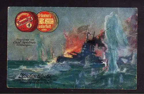 112320 AK Skagerrakschlacht 1916 Untergang Queen Mary Reklame Gentners Lederfett