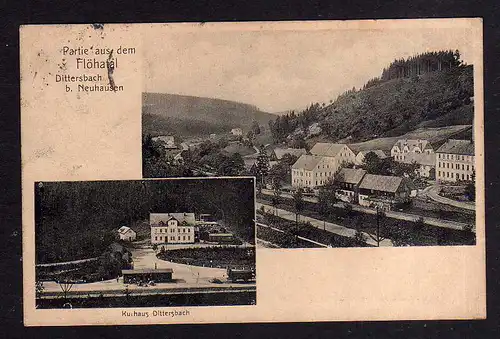 109129 AK Dittersbach bei Neuhausen Kurhaus 1909 Partie aus der Flöhatal