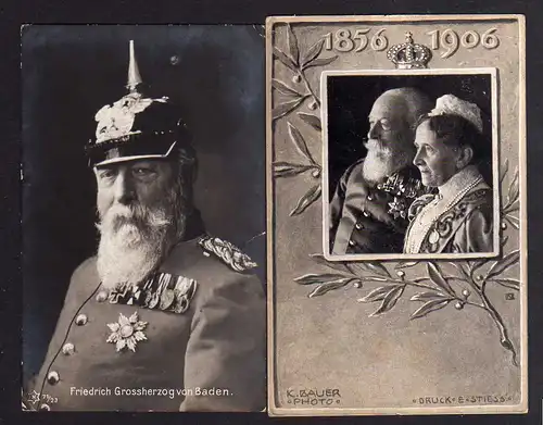 106849 2 AK Friedrich Grossherzog von Baden 1907 Jubileumskarte 1856 - 1906