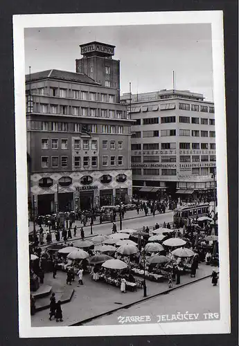 103049 AK Zagreb Kroatien 1938 Hotel Milimov Jelacicev Trg Velika Kavana