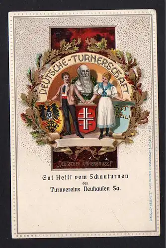 102778 AK Neuhausen Sa. Litho um 1900 Gut Heil vom Schauturnen