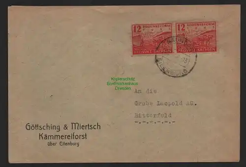 B11243 Brief SBZ Provinz Sachsen 2x 90 Naumdorf über Eilenburg Kämmereiforst n.