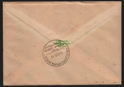 B11007 Brief DDR Bl. 7 Debria 1950 Dreifarben SST Frieden Einheit Aufbau Leipzig