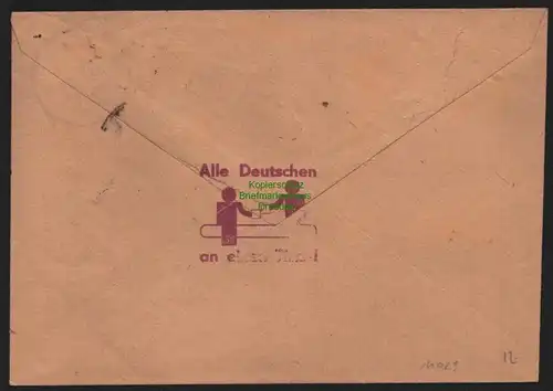 B11029 Brief DDR Propaganda Losung Quedlinburg 1951 Alle Deutschen a einen Tisch