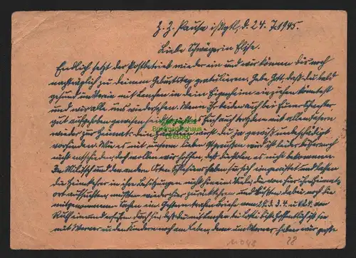 B11048 Postkarte SBZ Sächsische Schwärzung 1945 Pausa 25.7. + Gebühr bezahlt