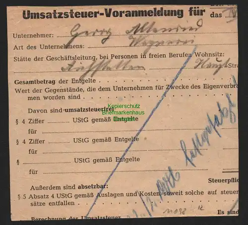 B11098 Faltbief Vorderseite BAZ Gebühr bezahlt 1945 Leutkirch nach Aichstetten