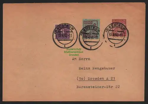 B11201 Brief SBZ Mecklenburg 1946 Güstrow nach Dresden
