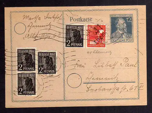 h3020 Handstempel Bezirk 41 Chemnitz Postkarte Stephan Ganzsache zehnfach im Por