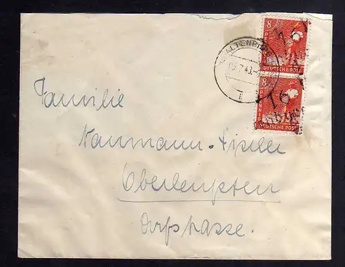 h2822 Handstempel Bezirk 16 Altenburg 2x 8 Pfg. Ortsbrief 5.7.48