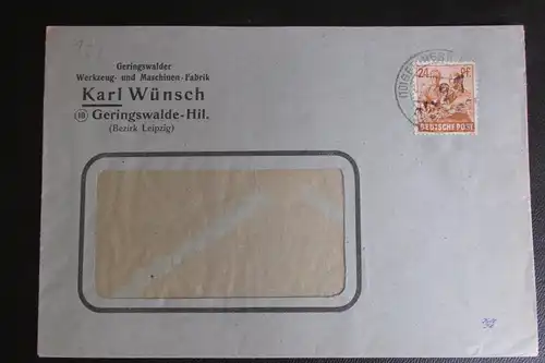 Brief Bezirkshandstempel Bezirk 27 Geringswalde 02.7.48 Werkzeug- und Maschinen