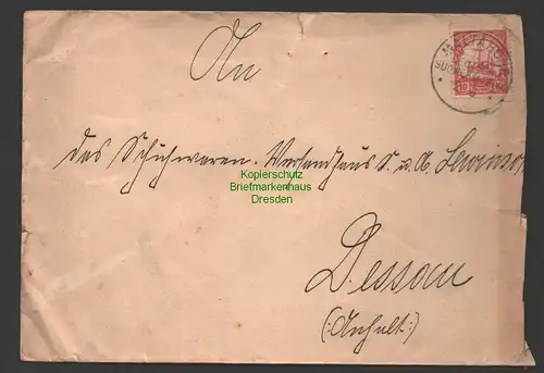 B7346 Brief Maltahöhe Deutsch Südwestafrika 1909 an Versandhaus Lewinsohn Dessau