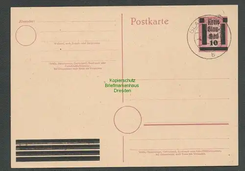 B5874 Ganzsache Lokalausgabe Glauchau blanko Stempel -4.8.45