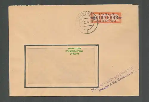 B5137 DDR ZKD B 22M Brief Dresden Institut für Chemie und Kälteausrüstungen 1960