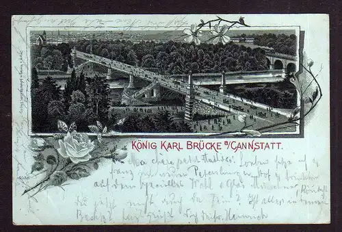 98872 AK König Karl Brücke bei Cannstatt 1899 Stuttgart