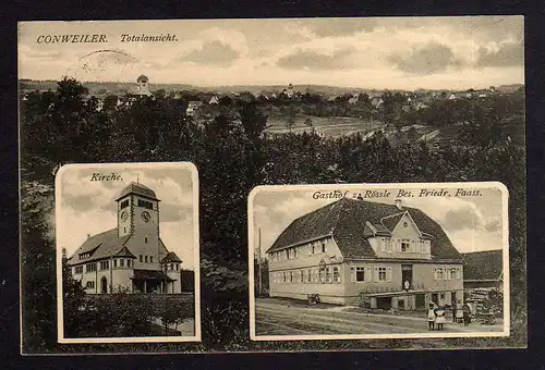 94773 AK Conweiler Straubenhardt 1915 Kirche gasthof Rössle Fr. Faass Neuenbürg