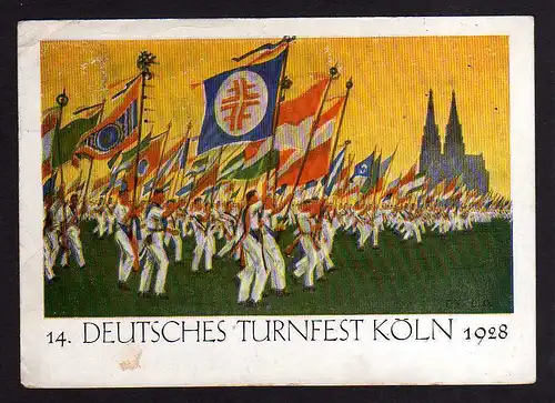 92716 AK 14. Deutsches Turnfest Köln 1928 Fahnenaufmarsch im Stadion Köln