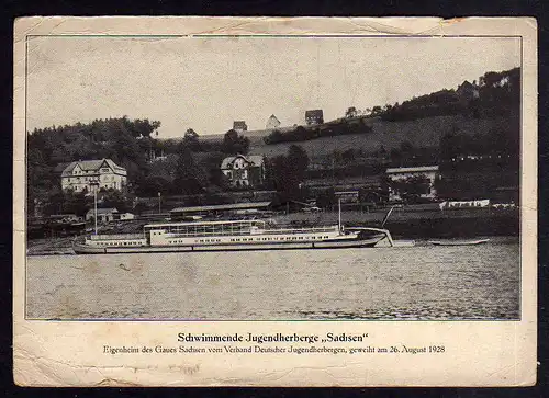 92212 AK Schwimmende Jugendherberge Sachsen 1928