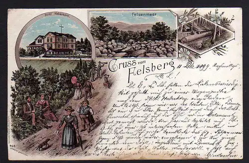 88247 AK Felsenmeer Lautertal 1899 Litho Hotel Haberkorn Riesensäule