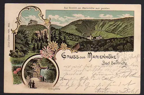 78467 AK Bad Bertrich Litho Marienhöhe Elfengrotte 1898