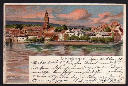 77697 AK Überlingen Künstlerkarte Litho Biese 1898