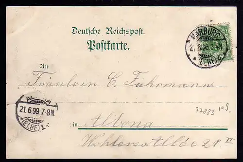 77883 AK Hamburg Harburg Gasthaus zur Majestätischen Aussicht H. Martens 1899