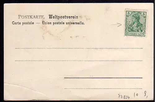 77854 AK Zittau 1905 Dornspachstrasse Bismarckdenkmal Lochung Perfin A.A.G.D.