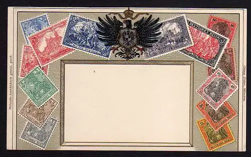 76618 AK Philatelie Ansichtskarte Deutsches Reich Wappen geprägt Passepartout