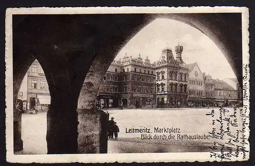 68814 AK Leitmeritz 1915 Hotel Schwarzer Adler Markt