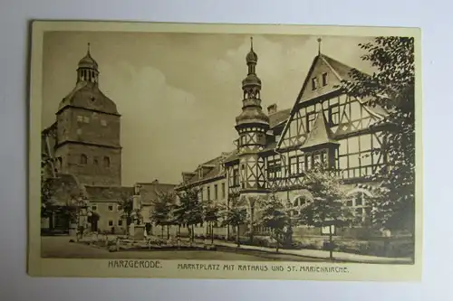 67540 AK Harzgerode 1933 Marktplatz mit Rathaus und St. Marienkirche