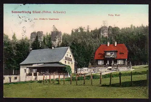 49683 AK Sommerfrische Eiland Hicke ´s Gasthaus gelaufen 1911 Tyssa