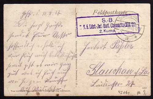 45261 AK Blamont Chamberey Straße Feldpost 1917