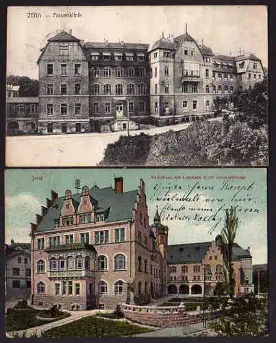 46000 2 AK Jena Frauenklinik 1911 Volkshaus Carl Zeiss