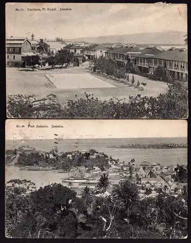 44869 2 AK Jamaica Port Antonio 1920 Garrison Pt. Royal 1912
