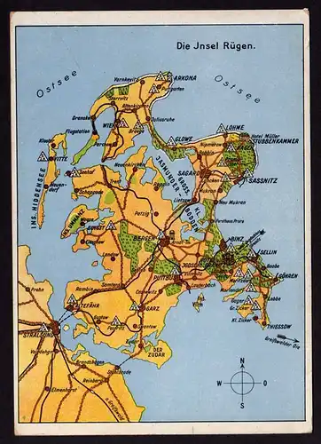 44986 AK Die Insel Rügen Landkarten Karte um 1920