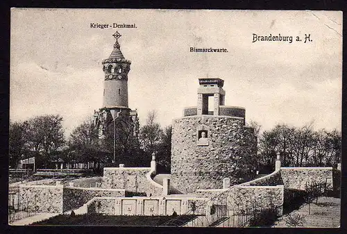 43539 AK Brandenburg a.H. 1908 Krieger Denkmal Bismarck
