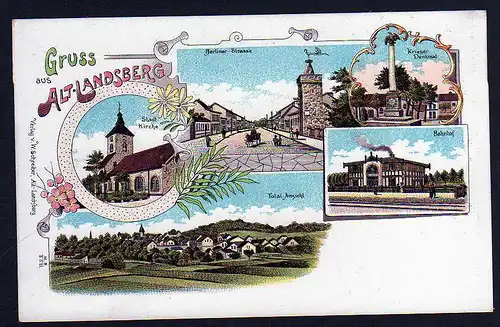 43770 AK Altlandsberg Litho 1900 Bahnhof Kirche