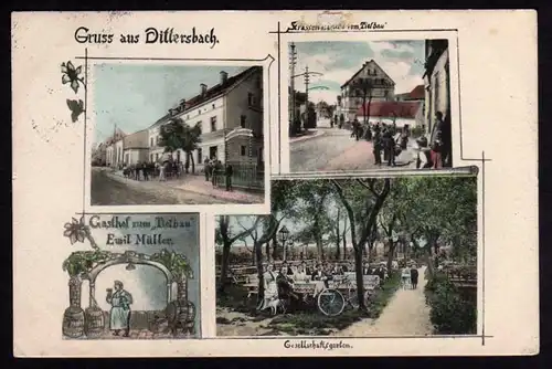 41812 AK Dittersbach bei Waldenburg Dzietrzychow 1906 Gasthof zum Tiefbau