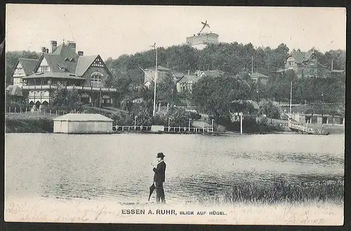 25007 AK Essen Ruhr Blick auf Hügel 1906, gelaufen 1908