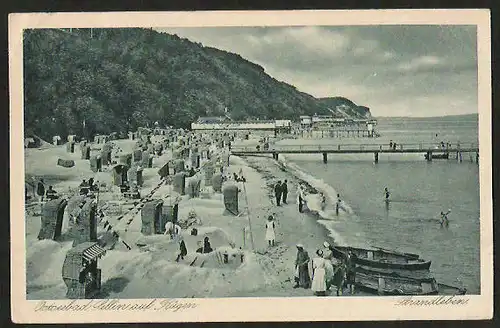 24255 AK Sellin Rügen Strandleben Strandkorb Seebrücke , gelaufen 1925