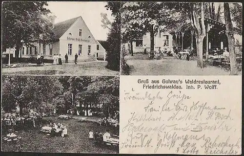 23940 AK Friedrichswaldau Guhrau´s Waldrestaurant , gelaufen Guhrau Bz. Breslau