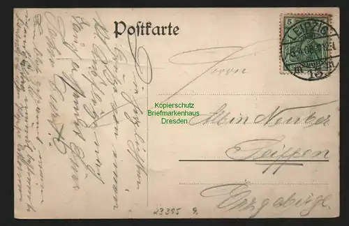 23395 AK Taucha Pelzwaren Hut Mützenlager Gasthof zum goldenen Löwen August 1908