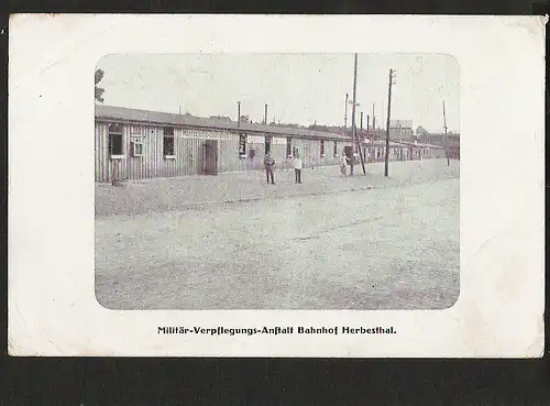 22739 AK Herbesthal Militär Verpflegungs Anstalt Bahnhof Eupen P.K. geprüft 1916