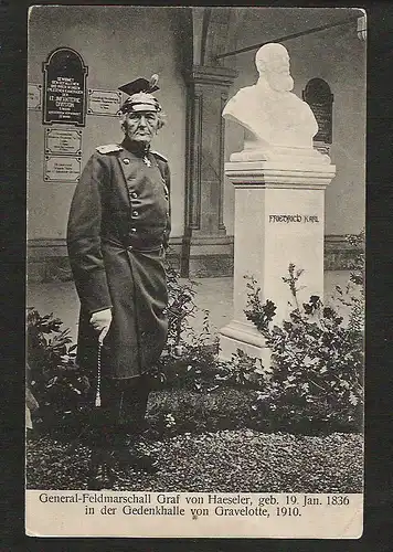 22764 AK General Feldmarschall Graf von Haeseler Gedenkhalle von Gravelotte 1910
