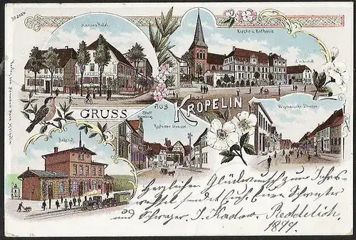 23165 AK Litho Kröpelin Haases Hotel Bahnhof Rostocker Wismarsche Strasse Hotel