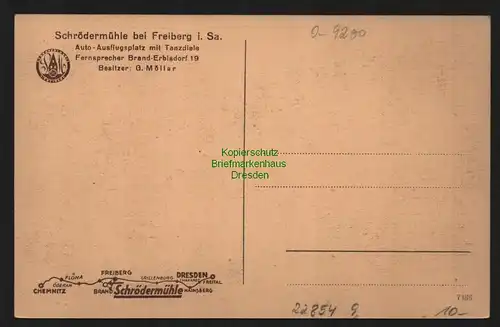 22854 AK Schrödermühle bei Freiberg Auto Ausflugsplatz mit Tanzdiele Oldtimer