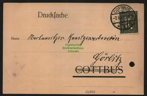 22883 AK Cottbus Kunstgewerbeverein 7.6.1921 Einladung zur Monatsversammlung