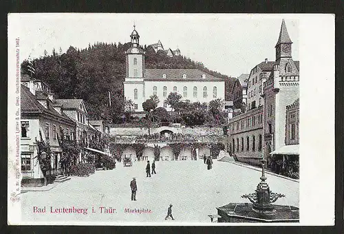 22972 AK Bad Leutenberg Thür. Markt Marktplatz Restaurant Cafe Pension 1909