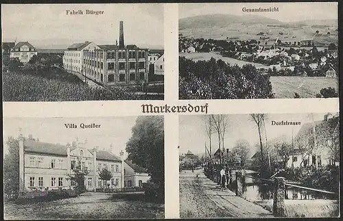 23262 AK Markersdorf Fabrik Bürger Gesamtansicht Villa Queiser Dorfstrasse