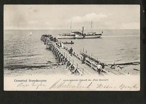 22483 AK Ostseebad Brunshaupten Dampfer Fürst Blücher Schaufelraddampfer 1905